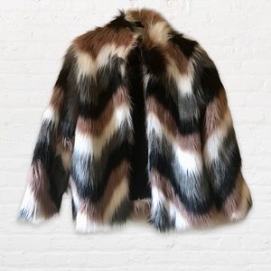 Faux Fur Jacket Shaggy Coat Blush, Black, White, Grey Size Small